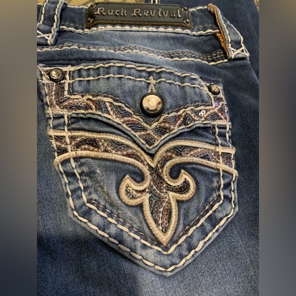 Rock Revival Arisa Skinny Jeans Size 27 Bling Distressed Embellished Stretch - Picture 10 of 13